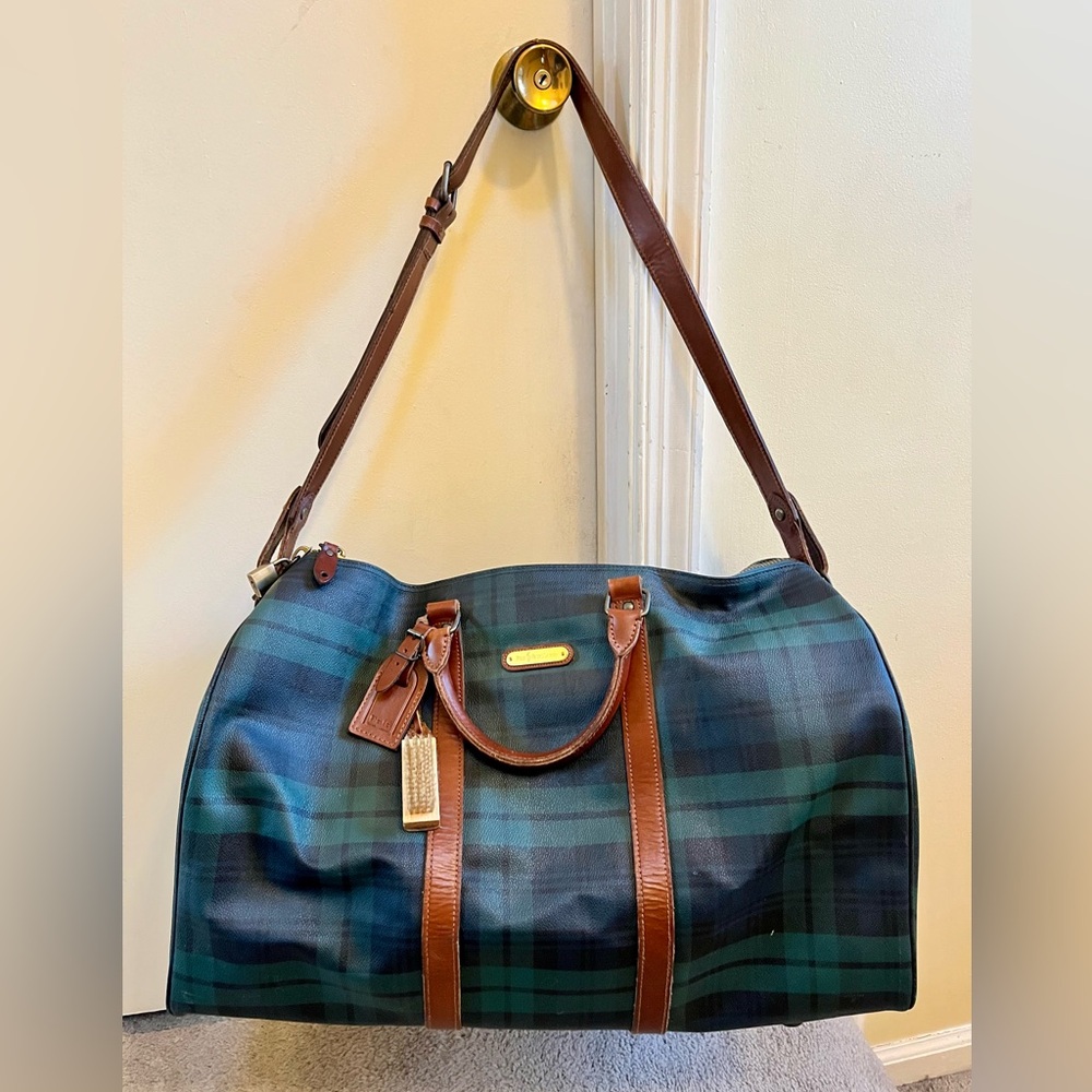 Polo Ralph Lauren Vintage green plaid duffel bag